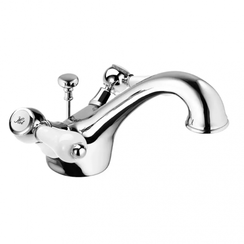 Bruma Clássico Basin mixer with pop-up waste set, Old Brass