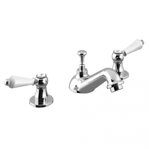 Bruma Clássico 3 hole basin mixer with pop-up waste set, Gold 24kt
