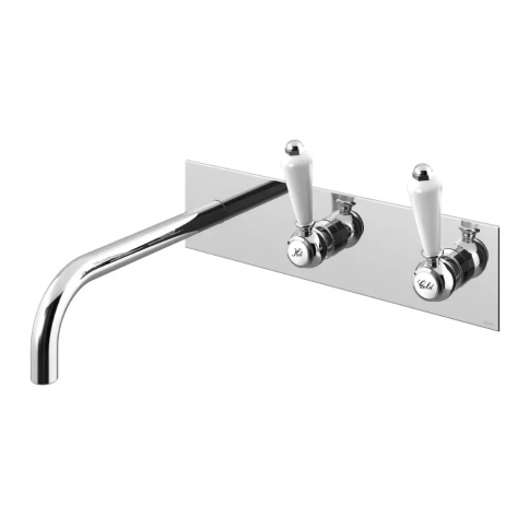 Bruma Clássico Wall basin mixer with wall escutcheon, Old Brass