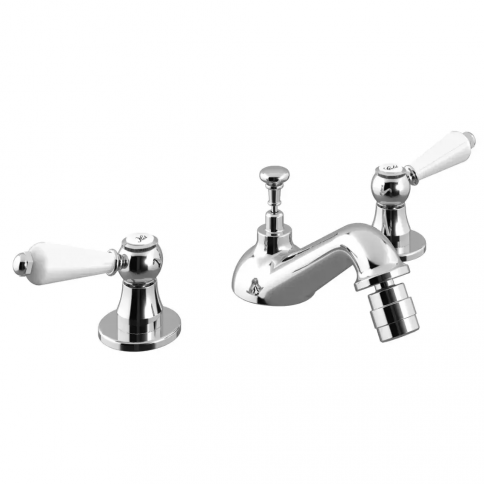 Bruma Clássico 3 hole bidet mixer with pop-up waste set, Gold 24kt