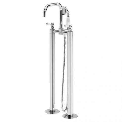 Bruma Clássico Bath/shower mixer, floor-mounted, Old Brass