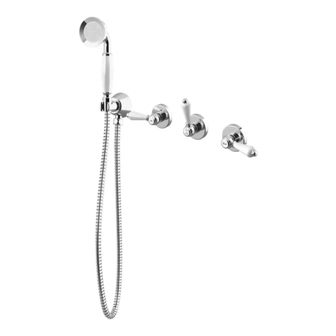 Bruma Clássico 3 hole concealed mixer with Elite handshower, Old Brass