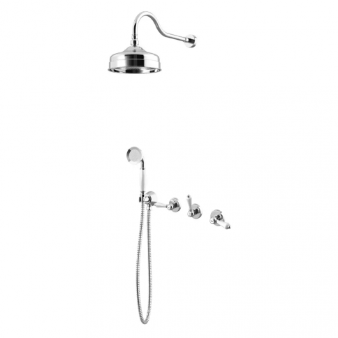 Bruma Clássico Shower set with brass shower head Ø200 mm and Elite handshower set, Old Brass