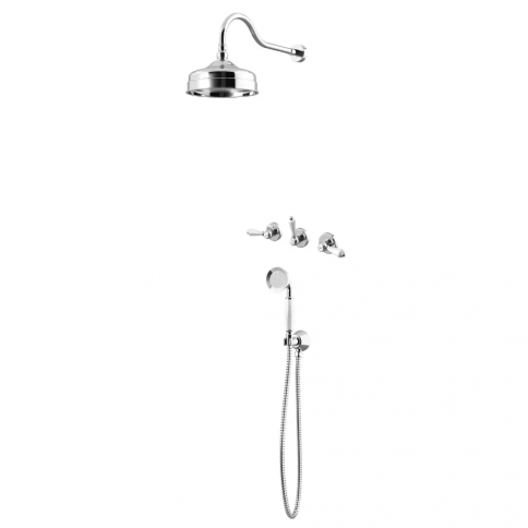 Bruma Clássico Shower set with brass shower head Ø200 mm and separate Elite handshower set, Chrome