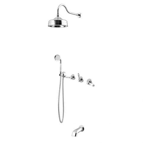 Bruma Clássico Shower set with brass shower head Ø200 mm, Elite handshower set and and wall spout, Night Sky
