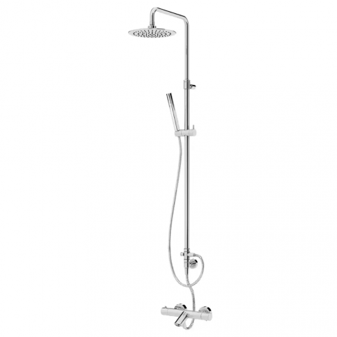 Bruma Elo Thermostatic bath/shower system with UltraThin Inox shower head and adjustable shower rail, Pure White