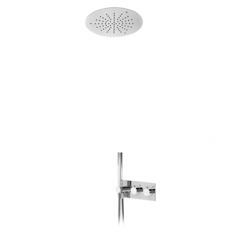 Bruma Elo Thermostatic shower set with overhead shower (Rain) Ø380 mm and handshower set, Chrome