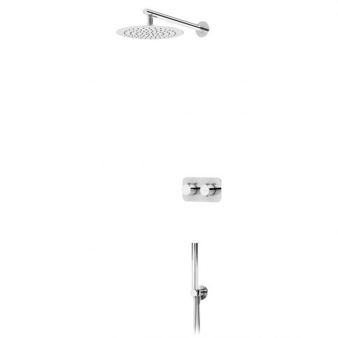 Bruma Venus Thermostatic shower set with inox shower head Ø250 mm and separate Elo handshower set, Sunrise