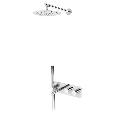 Bruma Venus Thermostatic bath/shower set with shower head Ø250 mm, Elo handshower set and bath spout, Pure White