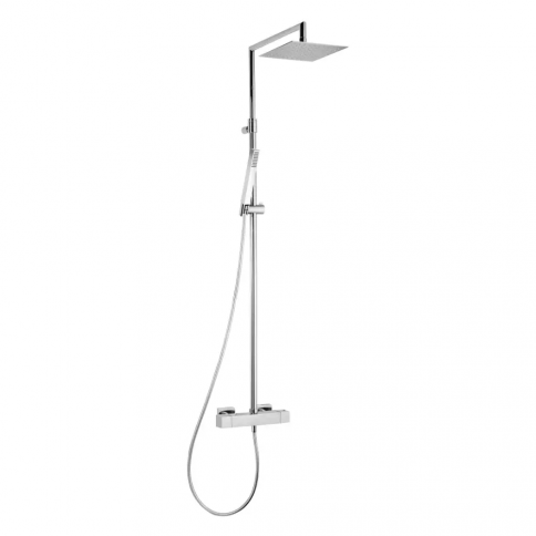 Bruma Celsius Thermostatic shower system with ABS head shower 200x200 mm and adjustable shower rail, Sunrise