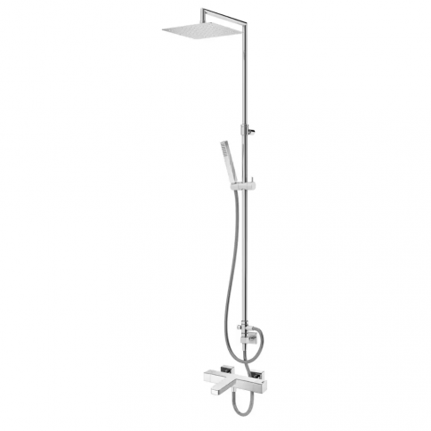 Bruma Celsius Thermostatic bath/shower system with UltraThin Inox shower head and adjustable shower rail, Chrome