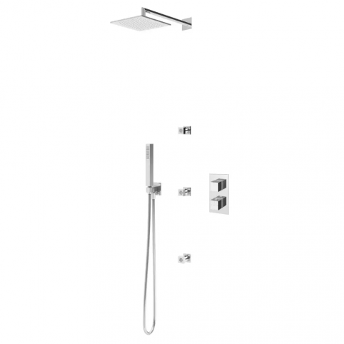 Bruma Celsius Thermostatic shower set with ABS shower head 200x200 mm, 3 jets and handshower set, Morning Mist