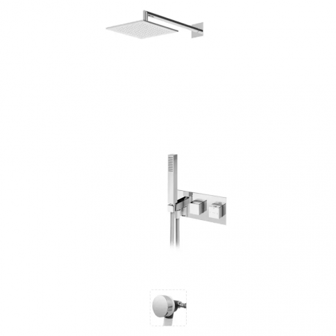 Bruma Celsius Thermostatic shower set with ABS shower head 200x200 mm, Quadra handshower set and bath filler, Night Sky
